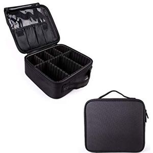 SMSOM Reizen Make-up Case Make-up Organizer Tas Kleine Make-up Reistas Cosmetische Tas Professionele Waterdichte Make-up Bag Organizer Case met Verstelbare Verdelers, Rood (Kleur: Zwart)