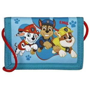 minimutz Paw Patrol Portemonnee voor jongens en meisjes, gepersonaliseerd met naam, portemonnee om te hangen voor kinderen, lichtblauw/rood, Klassiek