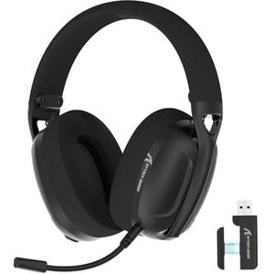 ATTACK SHARK L80 Ultra Licht Draadloos Gaming Headset, BT 5.3, 2.4G, 3.5mm Bekabeld, 50 Uur, 40mm Pro-G Drivers, Gaming Koptelefoon met Ruisonderdrukkende Afneembare Microfoon, voor PC Mobiel-Zwart