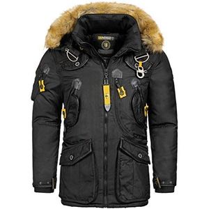 Geographical Norway Heren winterjas parka outdoor mantel luxe anorak winter parka warme jas gewatteerde AGAR, kleur: zwart, maat: XXL, zwart