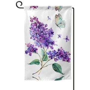 Lavendel Vlinder Seizoensgebonden Tuin Vlaggen Dubbelzijdig 12 X 18 Inch Yard Vlaggen,Kleine Tuin Vlaggen Voor Buiten
