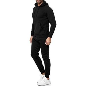 Baxboy H-500 Joggingpak voor heren, effen kleur, trainingspak, sportpak, fitness, sportbroek, broek, hoodie, zwart, M