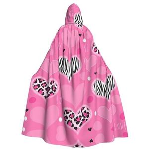 EdWal Roze liefde hart print Unisex Hooded Mantel, Cosplay Heks Mantel, Volwassen Vampieren Cape, Carnaval Feestbenodigdheden