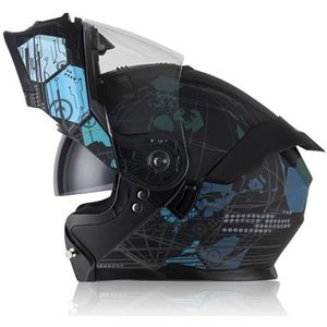 Motorhelm Systeemhelm Modulaire Helm Met Dubbel Vizier DOT/ECE-Gecertificeerde Modulaire Helm Retro Motorhelm Integraalhelm Voor Heren Dames E,XXL/63-64CM