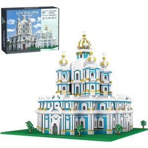 Smolny Kerkklem Bouwstenen Architectuurmodel Miniblokken Wereldberoemde gebouwen Modelkit Cadeau-idee voor volwassenen (3737 stuks) Compatibel met lego