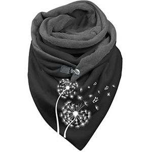 Knoop sjaal - Leuke print knoop dikke nekwarmer kap sjaalflette - Damessjaal met reiszak en drukknoopsluiting voor de herfst en winter Aokley