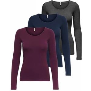 ONLY damesshirt met lange mouwen, Onllive Love, XS–XL, zwart/wit, ronde hals, S