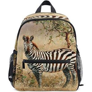 Wild Zebra Kunstrugzak voor kleine kinderen, lichtgewicht boekentas, voorschoolse schoolrugzak, voor 1-6 jaar, reizen, meisjes, jongens