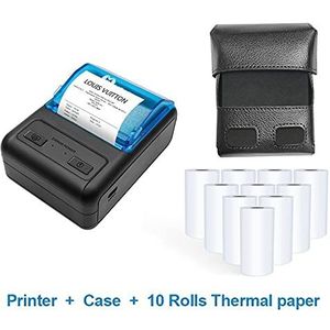 Etiketprinters Draagbare printerlabel Mini Thermische Multifunctionele Bluetooth Machine Home Office Ondersteuning Meerdere systemen (Color : Add Case Ten Rolls)