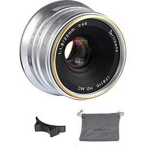 7artisans 25mm F1.8 Groot diafragma Handleiding Vaste Lens voor M4/3 mount Camera's Panasonic G1 G2 G3 G4 G5 G6 G7 GF1 GF2 GF3 GF5 GF6 GM1 Olympus EMP1 EPM2 E-PL1 E-PL2 E-PL3 E-PL5 (Zilver)