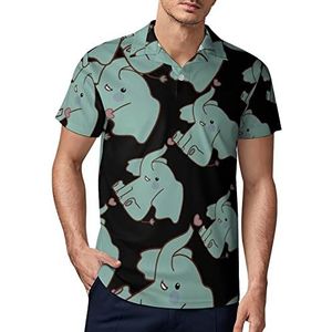 Heart Elephant Heren Golf Polo-Shirt Zomer Korte Mouw T-Shirt Casual Sneldrogende Tees M