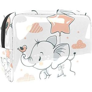 Draagbare make-up tas met rits reizen toilettas voor vrouwen handige opslag cosmetische zakje baby olifant vliegende ballon