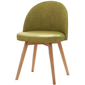 GEIRONV 1 Stuk Keuken Eetkamerstoel,Doek Kunst Leer Massief Houten Poten Bureaustoel Noords Koffie Melk Thee Winkel Lounge Stoel Eetstoelen (Color : Grass green)