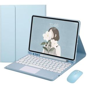 Toetsenbord Hoes voor Samsung Galaxy Tab A9 Plus/ A9+ 11 inch 2023 SM-X210/X216/X218-QWERTY Lay-out, Afneembaar Touchpad Toetsenbord met Beschermhoes en Bluetooth-muis, Blauw Met Touchpad/Muis