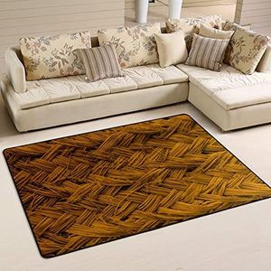 Vloerkleed 100 x 150 cm, vintage rustieke rieten textuur flanellen mat tapijt zachte ruimte tapijten voor slaapkamer waterabsorberend vloerkleed, voor binnen en buiten, slaapkamer