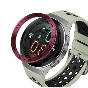 GIOPUEY Bezel Ring Compatibel met HUAWEI Watch GT2E, Bezel Styling Ring Beschermhoes, Aluminiumlegering Metalen Beschermende Horloge Ring - A-Rood