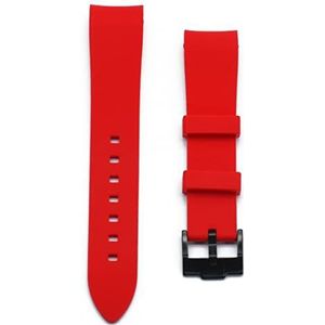 Gebogen einde 20mm 22mm rubberen horlogeband waterdichte siliconen horlogebanden zilver/zwarte gesp pasvorm for omega merk horloges band (Color : Red Black clasp, Size : 20mm)