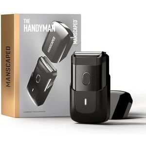 MANSCAPED® The Handyman™ compact scheerapparaat – Draagbare gezichtshaartrimmer voor heren op reis, elektrisch scheerapparaat met USB-C oplaadbare, waterdichte, langharen leveller en foliemesjes