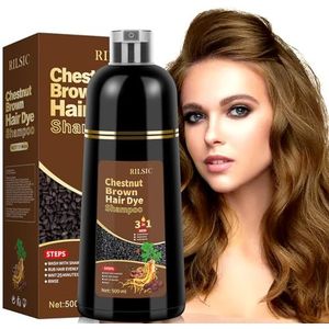 Haarkleurshampoo - Kastanjebruin - 500 ml - 3-in-1 voor Grijs Haar en Baard