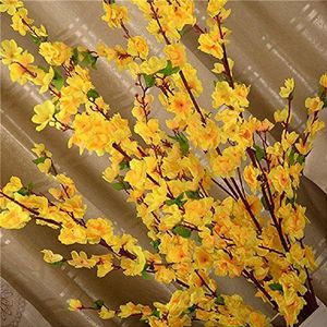 Warooma 5 stuks kunstmatige perzikbloesem zijde simulatie bloemen kersenpruim boeket tak perzik takken arrangementen voor bruiloft woondecoratie