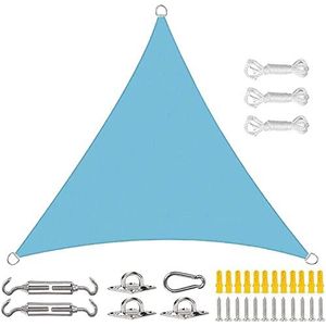 Zonnezeil Luifeldriehoek 3,6x3,6x3,6 M Zonwering Waterdicht, UV-bescherming, Tuinbalkon, Terras, Camping, Buiten, Weerbestendig Met Bevestigingstouwen(Color:Sky blue,Size:5x5x5m)