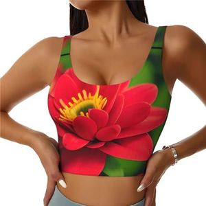 Rode Mooie Bloem Print Comfortabele Vrouwen Sport Vest Yoga Workout Vest Voor Vrouwen Lichtgewicht Zomer, Zwart, S