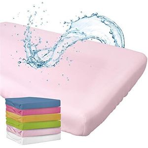 WhizProducts Hoeslaken met geïntegreerde matrasbeschermer voor babybed (roze, 70x140 cm (1-pack))