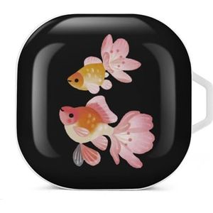 Kersenbloesem Goldfish Oortelefoon Hoesje Compatibel met Galaxy Buds/Buds Pro Schokbestendig Hoofdtelefoon Case Cover Wit-Stijl