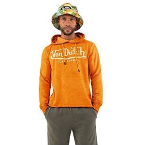 Von Dutch Heren sweatshirt, katoen, comfortabele en zachte capuchontrui, oranje, wit, maat L, Oranje, L/Tall