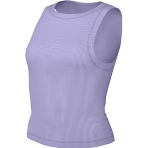 Nike Top Dames One Fitted Dri-Fit Rib Tank Nv, Lilac Bloom/Daybreak/White, FN3077-512, M