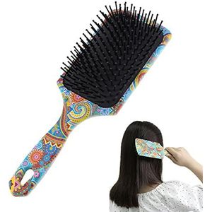 Abbto 2 stuks luchtkussenkam, haarborstels voor dames, kleurrijk bedrukte luchtkussen-haarborstels, mini-ontwarringsborstel met ultrazachte borstelharen glijden moeiteloos door klitten