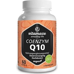 Coenzyme Q10 200 mg Capsule, Hoge Dosering & Veganistisch, 60 Capsules gedurende 2 Maanden, 98% Ubiquinone met optimale Biobeschikbaarheid, Supplement zonder Additieven, Made in Germany