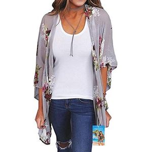 YULOONG Womens Cover Ups Chiffon Bloemenprint Kimono Losse Sjaal Vest Boho Zomer Casual Blouse Top Sexy Strand Badmode Capes