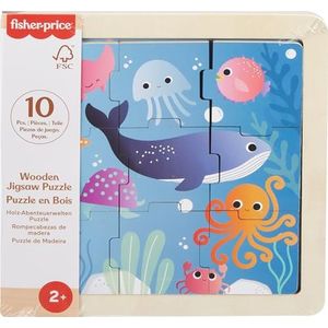 Fisher-Price De houten mini-puzzel bevat 1 puzzel met 9 eenvoudig te verbinden delen.