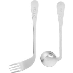 Adaptieve Bestekset Met Lepels En Vorken, Ergonomische Gehoekte Vork En Lepel Van Roestvrij Staal For Senioren En Mensen Met Mobiliteitshulpmiddel(Right)