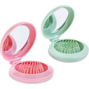 Xushengsheng Mini haarborstel met spiegel, compacte reishaarborstel, draagbare reishaarborstel