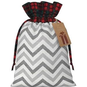 Grijze Streep Herbruikbare Gift Bag-Trekkoord Kerst Gift Bag, Perfect Voor Feestelijke Seizoenen, Kunst & Craft Tas