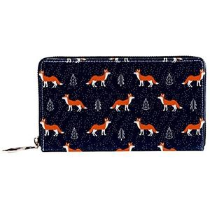 Vrouwen Zip Rond Portemonnee en Telefoon Clutch, Cartoon Kleine Vos Patroon, Reistas Lederen Clutch Bag Kaarthouder Organizer Polsbandjes Portefeuilles, Meerkleurig, 8.07x1x4.53 in, Hedendaags