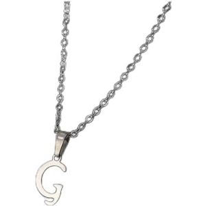 Eenvoudige zilveren kleur 26 letter hanger ketting mode unisex AZ initialen roestvrijstalen choker sleutelbeen ketting sieraden (Style : FN782175)