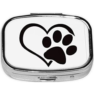 Pawprint Vierkante Pillendoos, Pil Dispenser Doos Kabeljauw Leverolie Doos Vitamine Pil Doos Patiënt Pillendoos
