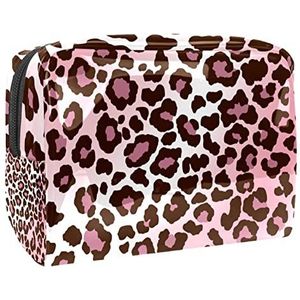 Cosmetische tas voor dames,kleine make-uptas voor portemonnee,Roze luipaardprint,Cosmetische reistas,make-uptasje