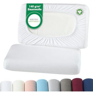 BaSaTex Biologische kussenslopen, spanhoezen, set van 2, voor nekkussen en gezondheidskussen, 97% GOTS-gecertificeerd katoen + 3% elastaan, ca. 45-60 x 30-40 cm, 20 cm brug, wit