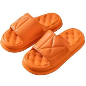 UBOHUZ 2 Paar Vrouwen Dikke Platform Wolk Slippers Zomer Strand EVA Zachte Zool Slide Sandalen Leisure Mannen Dames Indoor Badkamer Anti-slip Schoenen Voor Badkamer, Zwembad, Oranje, 40-41