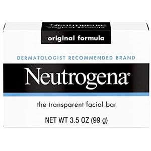 Neutrogena Original Amber Bar Facial Cleansing Bar with Glycerin, Clean-Rinsing, Transparent Face Soap, Free of Harsh Detergents, & Dyes, 3.5 oz