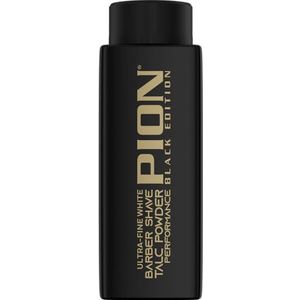 Pion Barber Shave Talc Powder Black Edition – ultrafijn wit poeder voor een zachte scheerervaring, 180 g