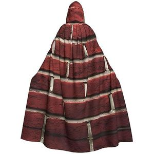 SSIMOO Baksteen rode steen volwassen mantel met capuchon, verschrikkelijke spookfeestmantel, geschikt voor Halloween en themafeesten