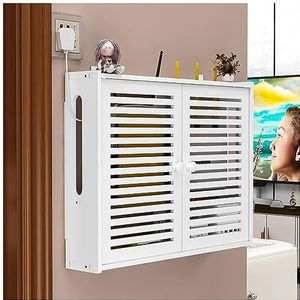 Witte Drijvende Planken, WiFi-opslagdoos, Kleine Shutter Wall Mount WiFi Router Storage Box, Router Modem Wall Mount (Color : White, S : 50x10x40cm)