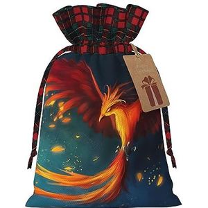 rooster trekkoord zakken, kerst inpakzakken Xmas traktaties zakken kerstfeest gunst zak-oranje rood Phoenix