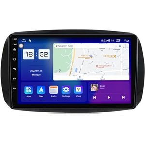 Android 14 autonavigatie in-dash autoradio-ontvanger voor Mercedes Benz Smart 2014-2020 dubbel Din 9 inch touchscreen autoradio met Bluetooth handsfree RDS SWC(T2 8Core 8+128G)