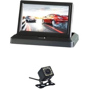 Achteruitkijkcamera 5 Inch TFT LCD 800 * 480 Opvouwbare Auto Achteruitrijcamera Parking Monitor En 12 LED Nachtzicht Achteruitrijcamera Parkeercamera (Color : Camera and Monitor)